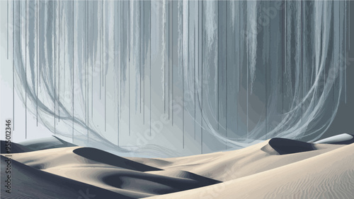 Gray and light yellow desert with curvy and conical design