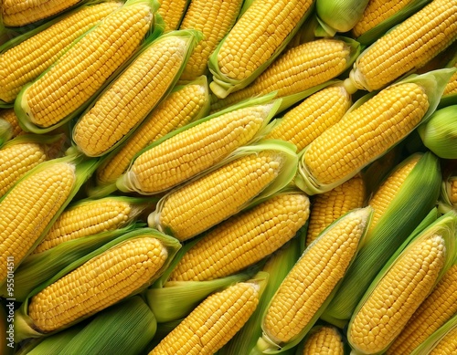 Seamless pattern of fresh corn vegetables with a stock texture, designed for tileable repeatability photo