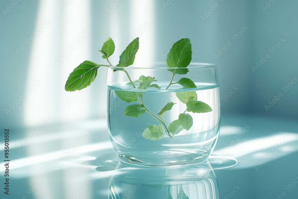 A Glass of Water with a Sprig of Fresh Mint A Glass of Water with a Sprig of Fresh Mint
