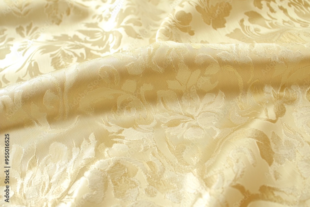 A classic damask pattern in a subdued shade of cream on a pale gold background, radiating timeless elegance A classic damask pattern in a subdued shade of cream on a pale gold background, radiating timeless elegance