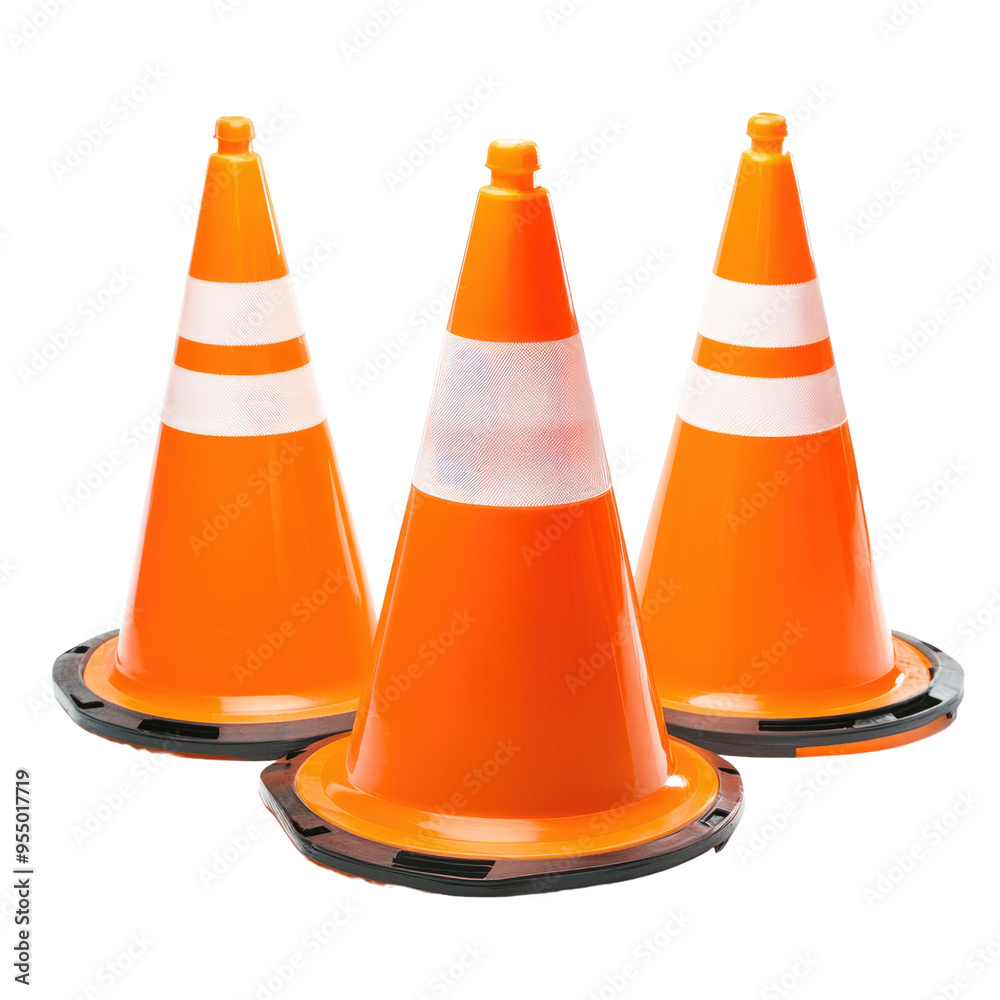 Safety cones on Transparent background Safety cones on Transparent background