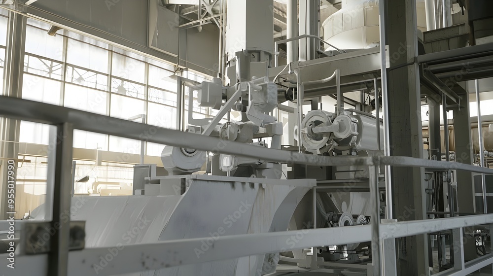 Futuristic Industrial Factory with Advanced Manufacturing Machinery and Automated Production Futuristic Industrial Factory with Advanced Manufacturing Machinery and Automated Production