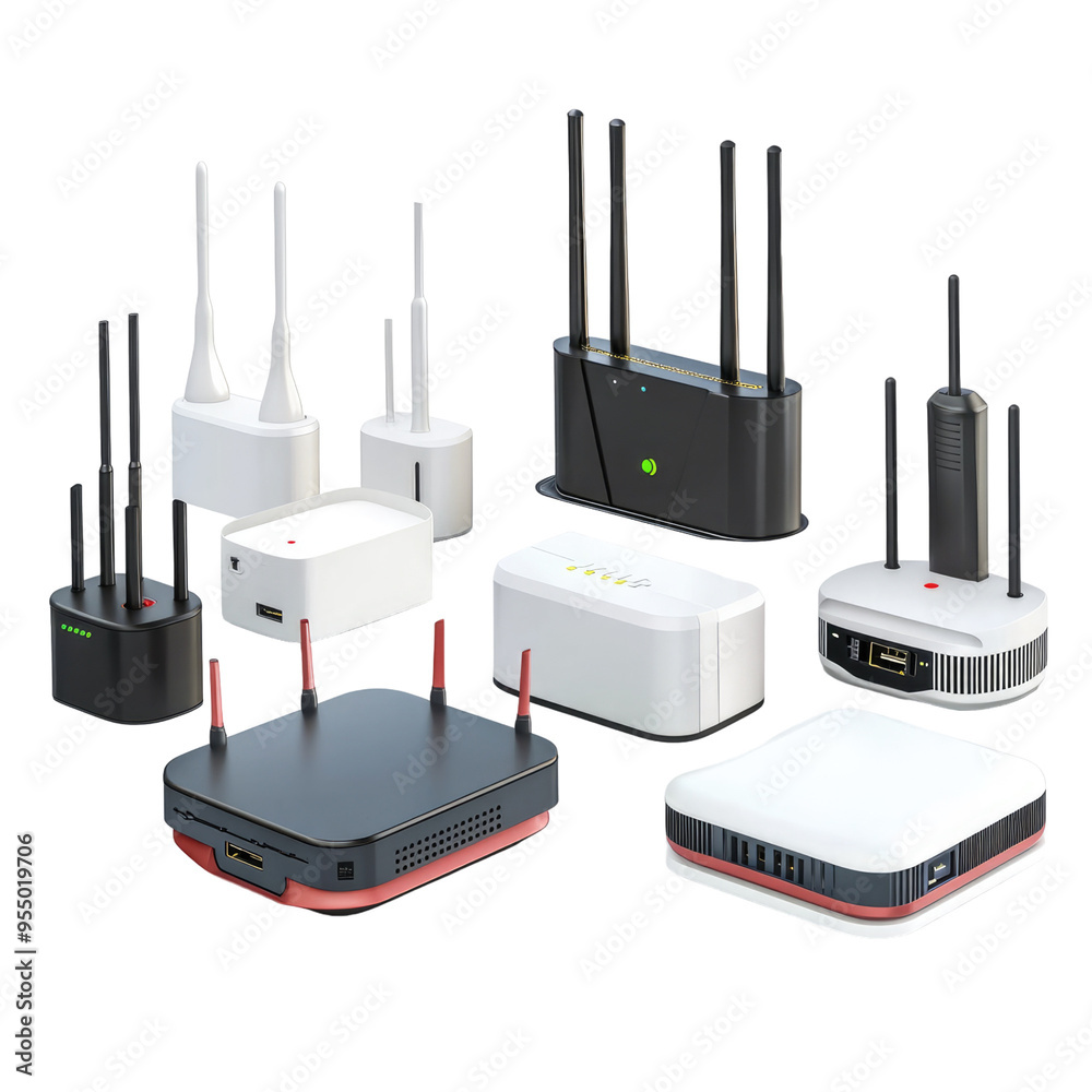 WiFi routers on Transparent background WiFi routers on Transparent background