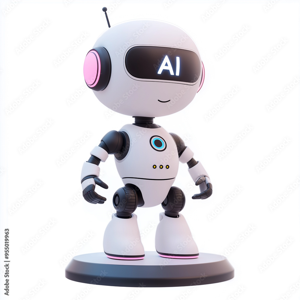 Friendly AI Robot Character 3D Illustration Friendly AI Robot Character 3D Illustration