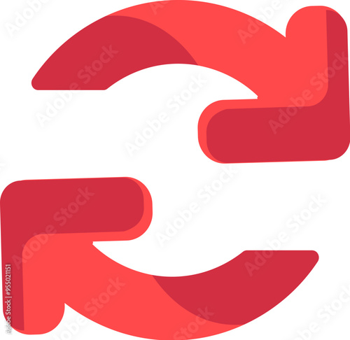 Vector circular arrows in a vibrant flat style. Process, rotation, refresh symbol. The icon is suitable for web design, online shop, print, and social media posts. Business element clipart isolated on