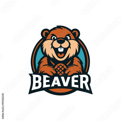 Dapper Beaver mascot logo design. Colorful Vector Beaver Cartoon Character.