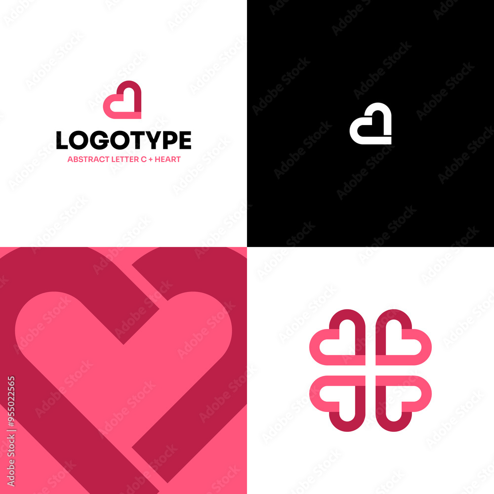 Logo Abstract C Letter Concept Modern Minimalism Flat Design Heart Pink Logo Abstract C Letter Concept Modern Minimalism Flat Design Heart Pink