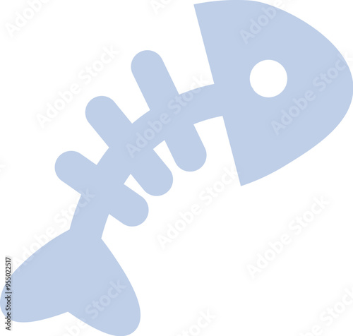 Breakfast of spoiled pet. Skeleton eaten by herring fish after cat lunch. Image for design of pet store or veterinary clinic. Simple flat vector isolated on white background