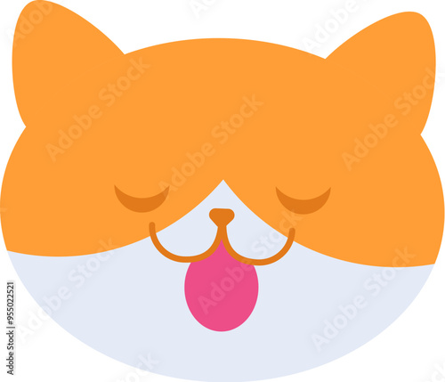 Good mood pet character. Happy purring red kitty. Image for design of pet store or veterinary clinic. Simple flat vector isolated on white background