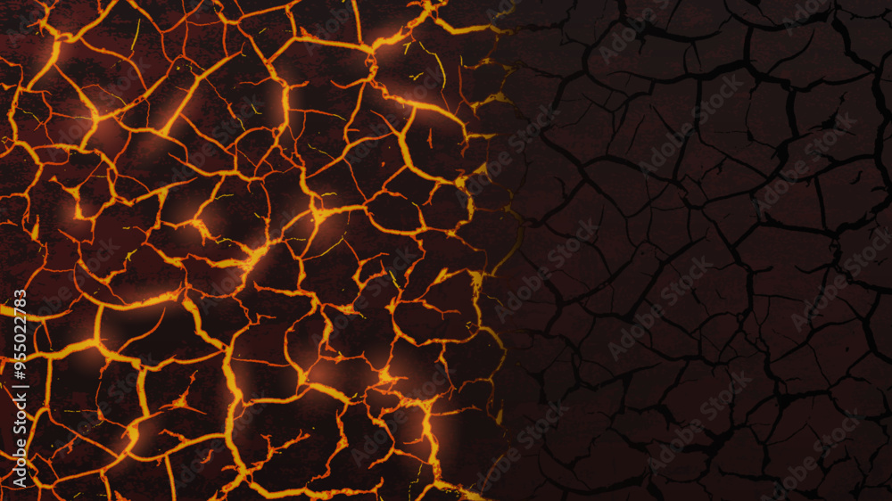 Pattern of molten lava with cracks. Vector background.