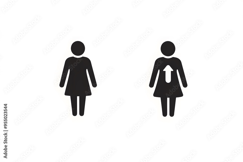 Woman Icon with Up Arrow Growth Progress Success Development Motivation Achievement Target Woman Icon with Up Arrow Growth Progress Success Development Motivation Achievement Target