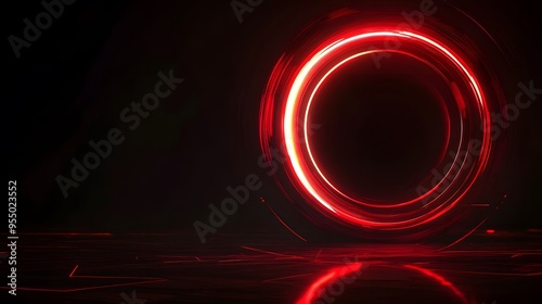 
Technology red circle light stage on black background