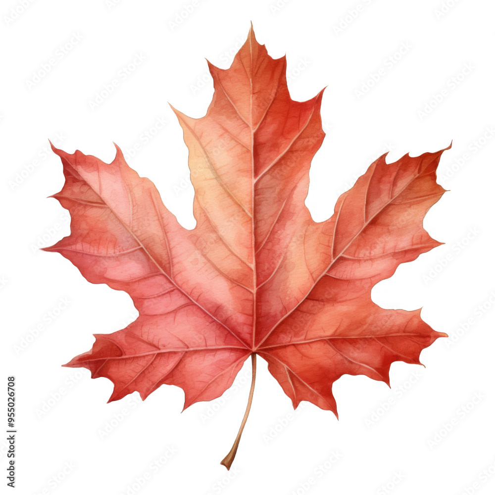 A Single Red Maple Leaf with Visible Veins A Single Red Maple Leaf with Visible Veins