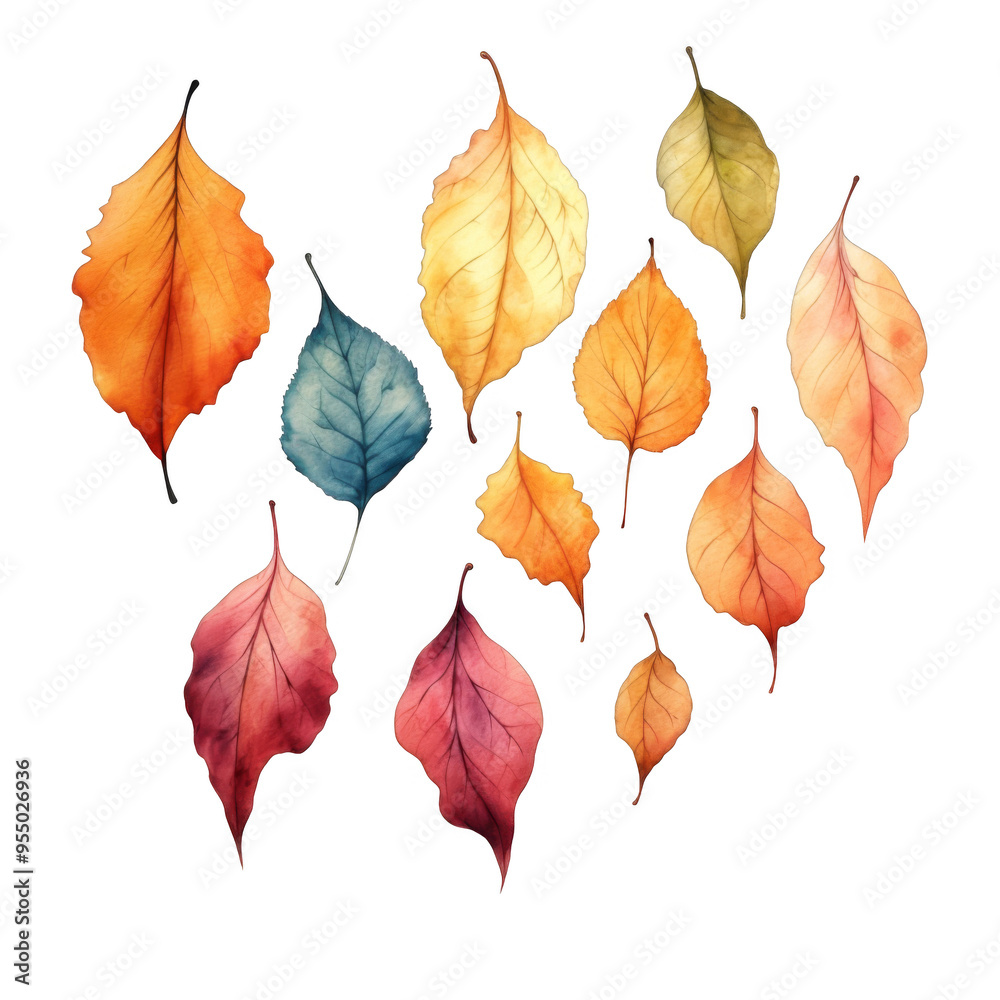 Fototapeta premium Watercolor Illustration of Autumn Leaves