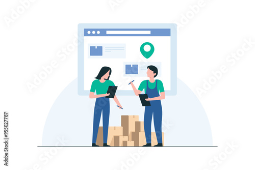Warehouse Team Ensuring Accurate Inventory Counts. Illustration