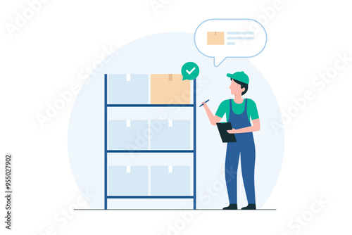 Warehouse Picker Selecting Items for Orders.  illustration
