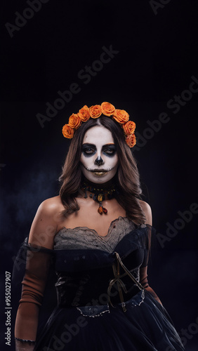 Mexican woman death makeup night flower floral