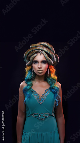 fashion Medusa snake hairstyle dress petrification hypnotizer photo