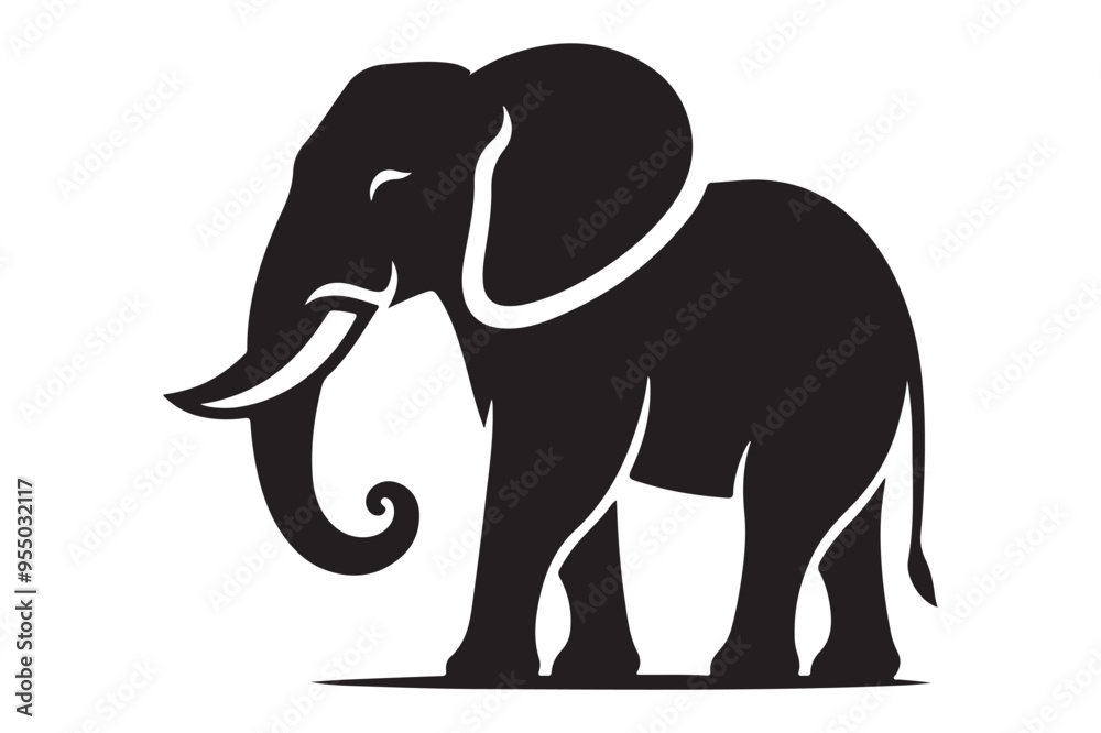 Obraz premium Modern Elephant Silhouette Simple Vector Illustration
