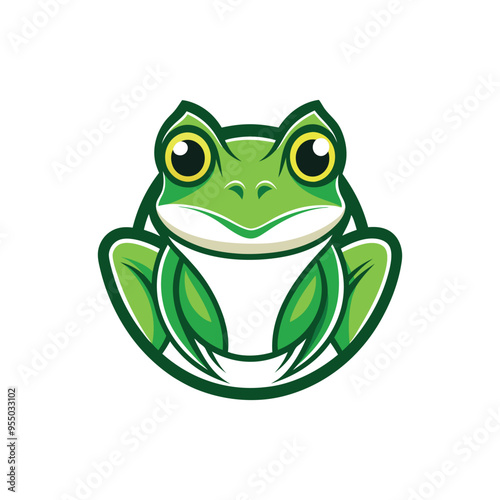 a Frog logo icon, simple vector art style, white background photo