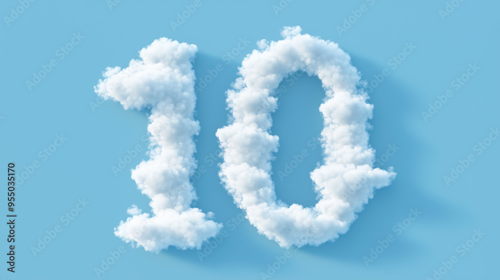 White clouds in the thin strokes in the shape of the number White clouds in the thin strokes in the shape of the number