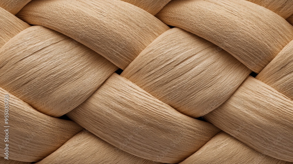 Close-up of intricately woven natural fiber braid, showcasing texture and craftsmanship in a soft, neutral tone. Close-up of intricately woven natural fiber braid, showcasing texture and craftsmanship in a soft, neutral tone.
