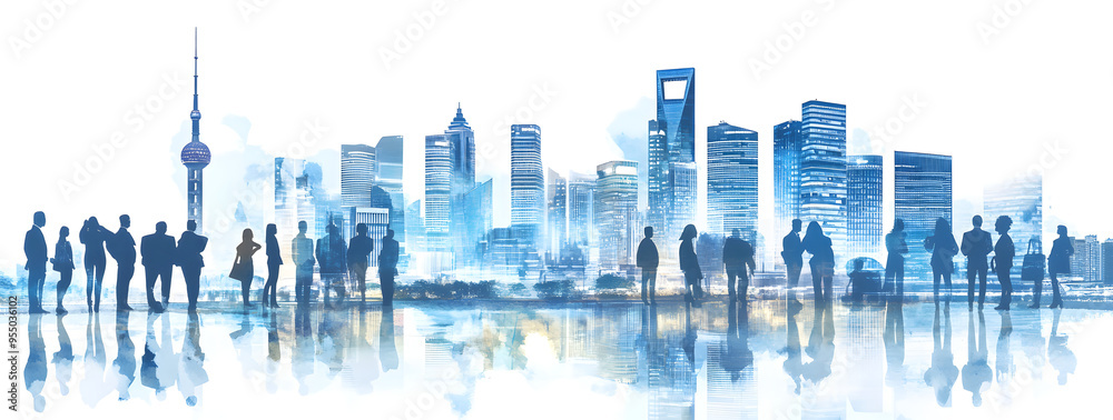 “Silhouette of Business People Standing with a Financial Graph in the Background, Representing Corporate Success and Financial Growth, Ideal for Business Presentations and Economic Themes with a Focus “Silhouette of Business People Standing with a Financial Graph in the Background, Representing Corporate Success and Financial Growth, Ideal for Business Presentations and Economic Themes with a Focus