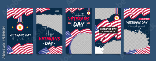 Flat veterans day social media story
