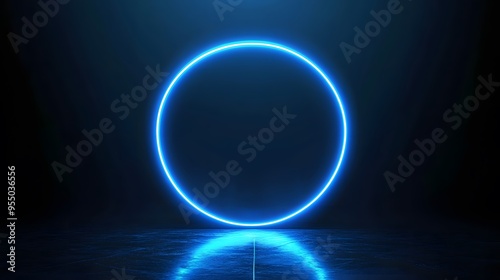 Technology blue circle light stage on black background