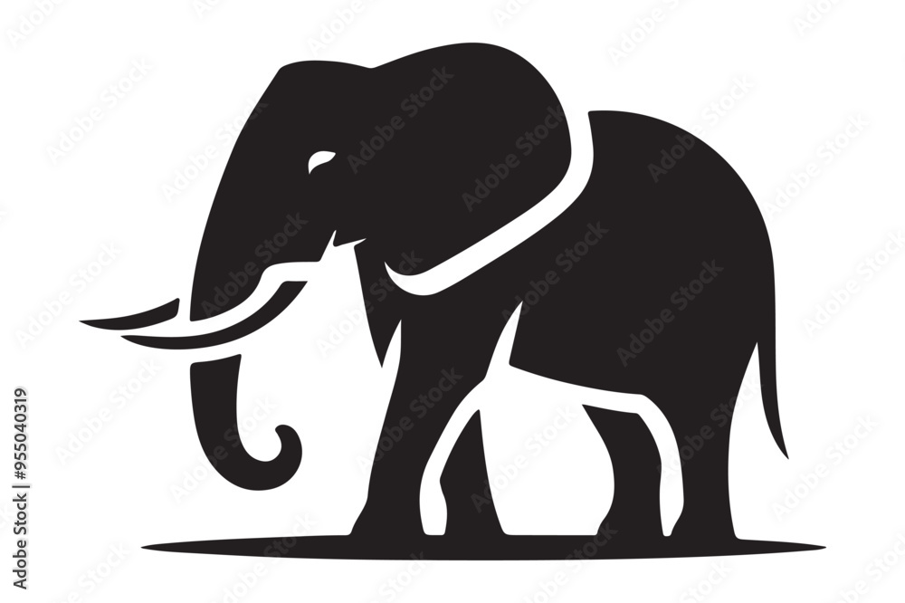 Fototapeta premium Elephant Profile Silhouette Black Vector Image