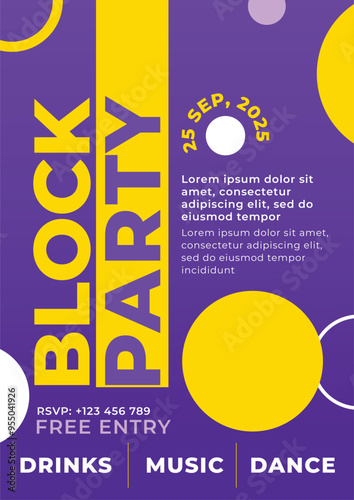 happy block party 2024 social media post template vector flat design