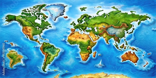 A colorful, detailed world map showcases the Caribbean island of Barbados, surrounded by vibrant blue waters and neighboring nations in the Lesser Antilles.