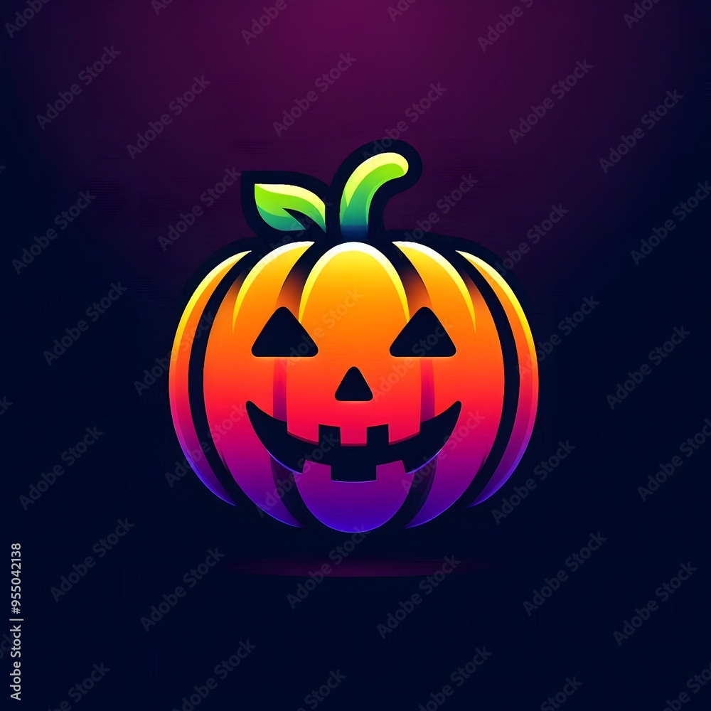 Fototapeta premium Gradient Halloween Pumpkin Jack o lantern Illustration