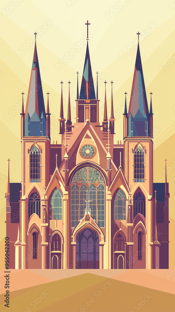 A majestic medieval cathedral with intricate details and soaring spires, bathed in a soft, golden light. A majestic medieval cathedral with intricate details and soaring spires, bathed in a soft, golden light.