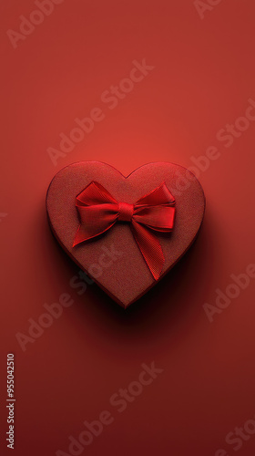 A heart-shaped gift box with a delicate red bow, a perfect symbol of love and affection.