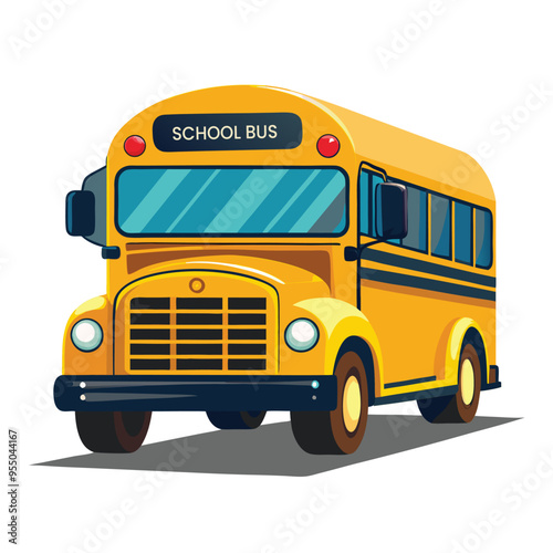 A yellow cartoon school bus with white background 