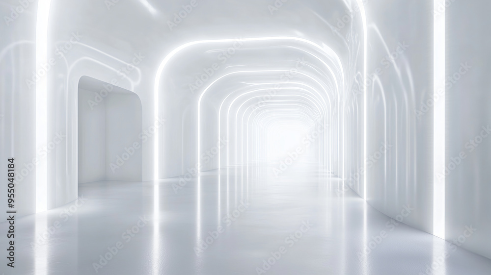 Abstract futuristic scene filled with radiant light and smooth, fluid forms Abstract futuristic scene filled with radiant light and smooth, fluid forms