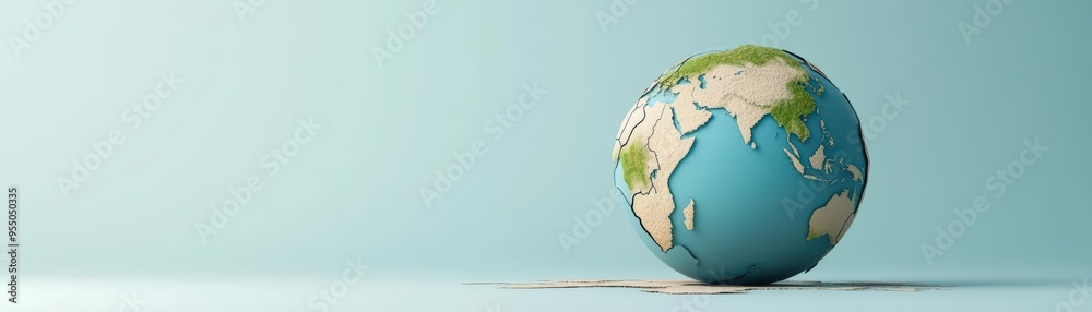 Naklejka premium Natural resources depleting on a cracked Earth, 3D illustration