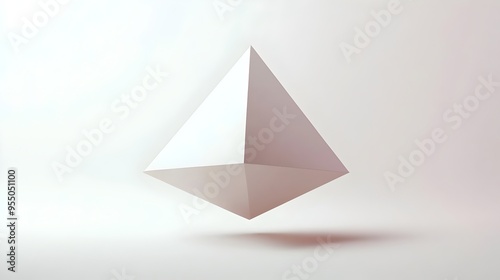 Smooth 3D Tetrahedron Floating on Minimalist White Background