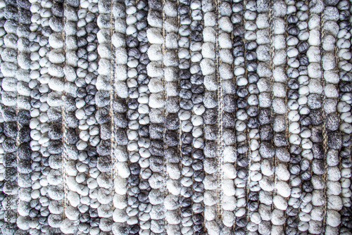 Fiber Carpet Close-Up, Grey Bath Mat, Background Image, Knitted photo