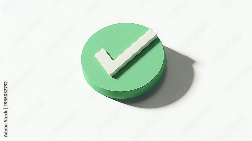 Pixel-perfect 3D Checkmark Icon in Green Circle on White Background - High Resolution Isometric View Pixel-perfect 3D Checkmark Icon in Green Circle on White Background - High Resolution Isometric View