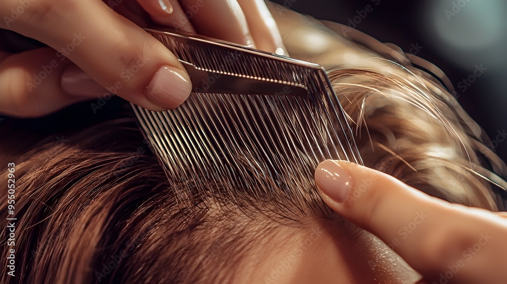 Fototapeta premium Precise Haircut Process Showcasing Stylist's Tools and Techniques