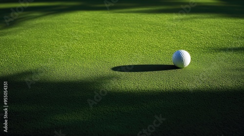 A single golf ball rolling towards the hole on a pristine green, symbolizing focus and precision in the game.