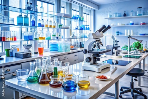 A meticulously organized laboratory workspace with petri dishes, microscopes, and precision instruments showcases a scientist's dedication to rigorous research and experimentation standards.