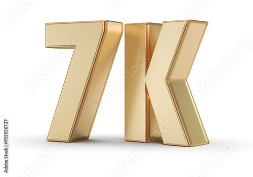 7k Followers Gold Number 3D Render photo