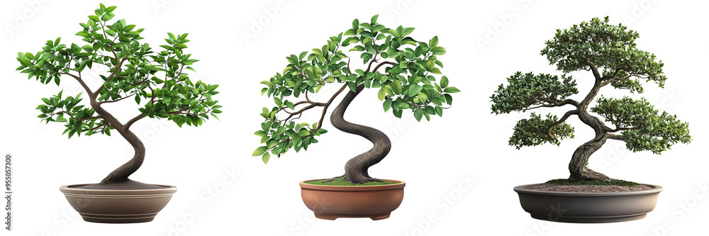 A collection of beautifully crafted bonsai trees showcasing intricate shapes and lush foliage in decorative pots. A collection of beautifully crafted bonsai trees showcasing intricate shapes and lush foliage in decorative pots.