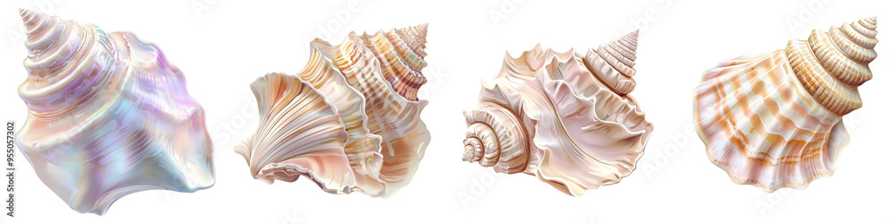 A collection of beautiful and unique seashells showcasing intricate patterns and colors, perfect for coastal and marine themes. A collection of beautiful and unique seashells showcasing intricate patterns and colors, perfect for coastal and marine themes.