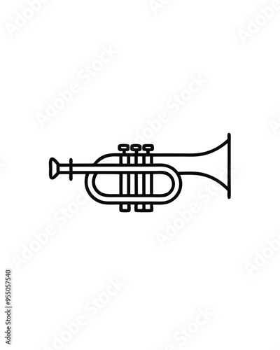 Editable stroke vector of a trumpet with three valves.