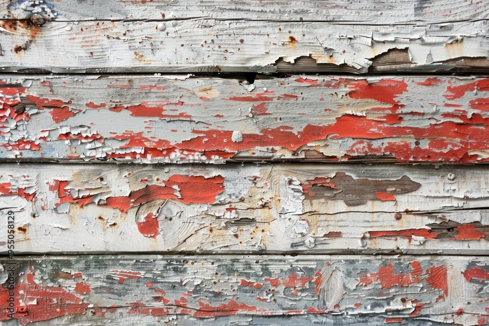 Weathered Wooden Planks with Peeling Paint and Textured Surface Weathered Wooden Planks with Peeling Paint and Textured Surface