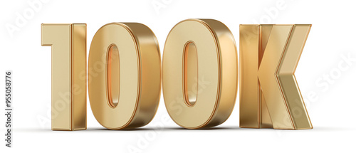 100k Followers Gold Number 3D Render